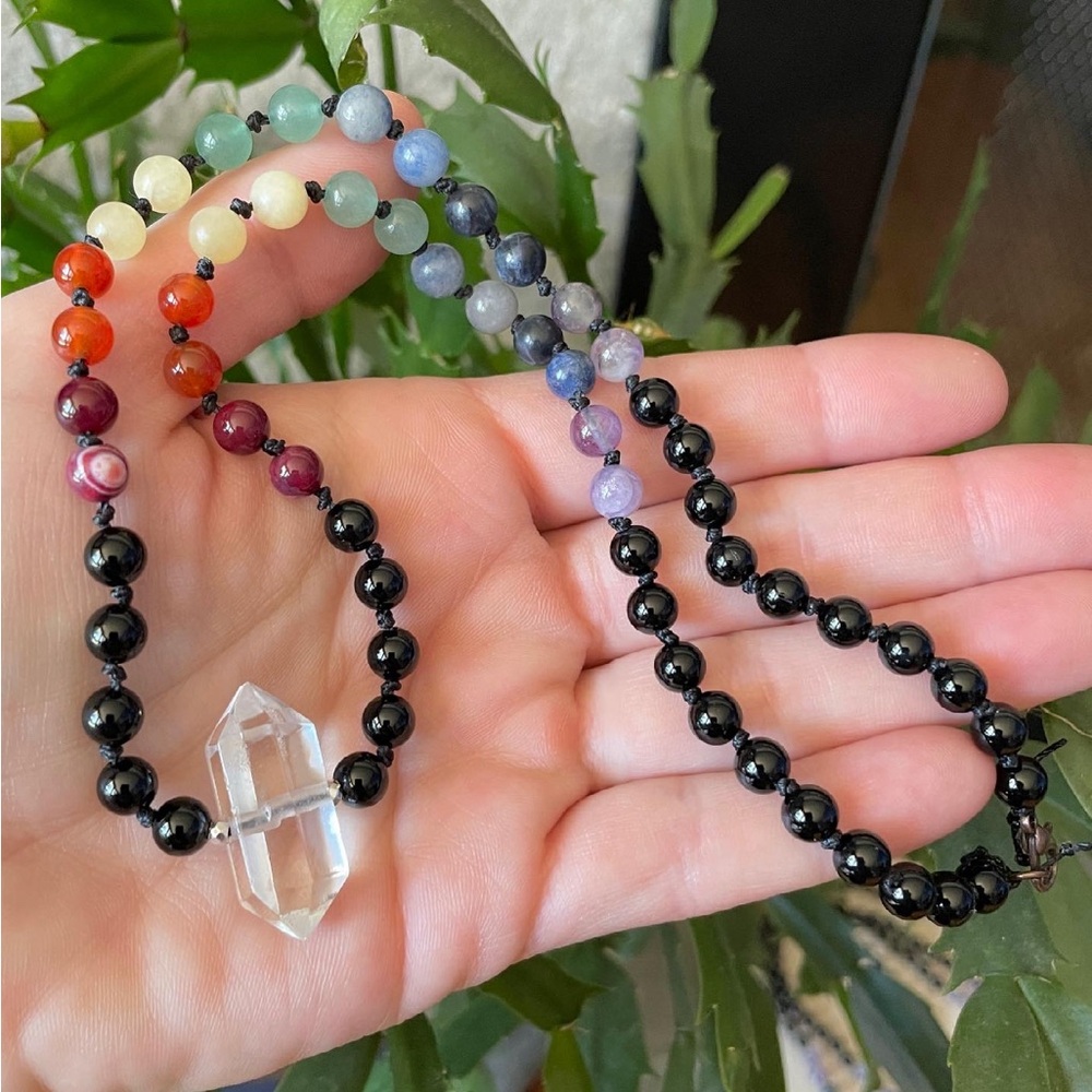 Handmade Rainbow 7 Chakra Choker
Necklace, Unisex Crystal Choker - Picture 7 of 8